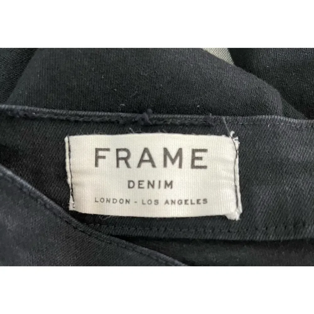 Frame Le Skinny de Jeanne Black Distressed Low Rise Denim Jeans 24